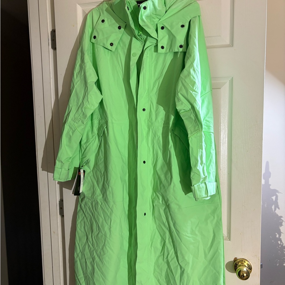 Nike Women's Bright Green Hooded Thermore Trench Coat